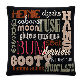 Seat Cushion black and white cross-stitch pillow, additional product photo